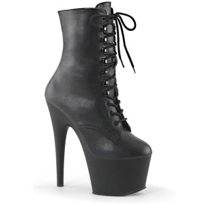 Pleaser Adore-1020 – Black matte ankle boots (heel 17.8 cm)