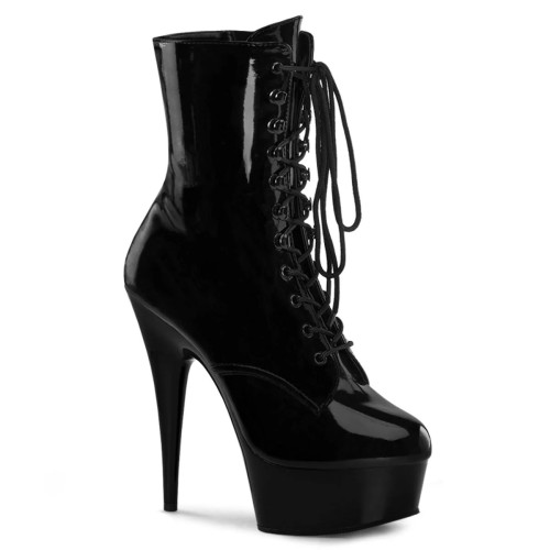 Pleaser Delight-1020 - Black Patent Boots (15 cm Heel)