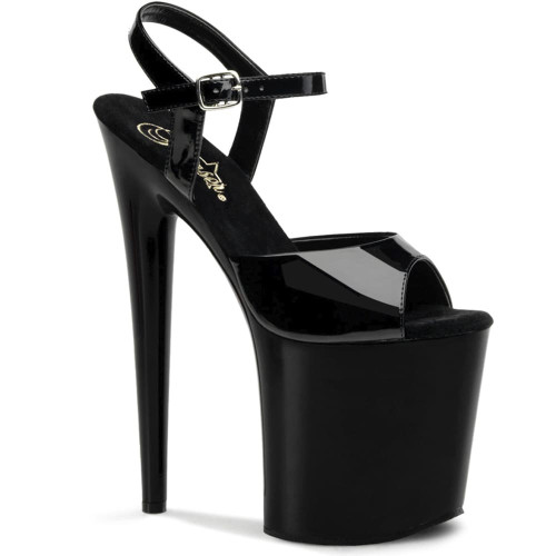 Pleaser Flamingo-809 – Black High-Platform Sandals (20.3 cm Heel)