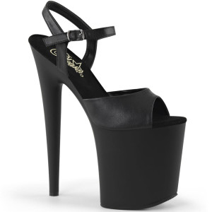 Pleaser Flamingo-809 – Sandales noires mates (talon 20 cm)