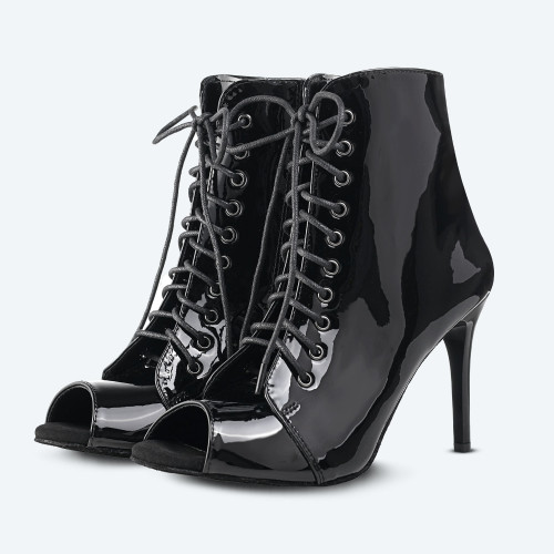 Glossy Heels Vegan – Black Patent Vegan Leather High Heels (heel 9 cm)