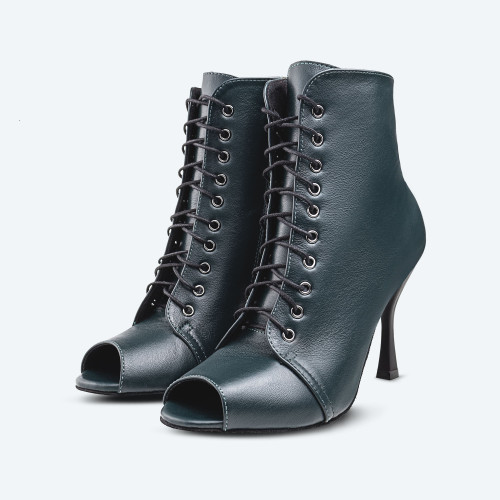 Malachite Heels – Leather High Heel Booties (heel 9 cm)