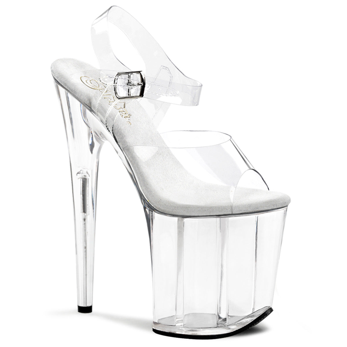 Pleaser Flamingo-808 – Clear/clear sandals (heel 20 cm)
