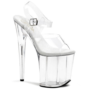 Pleaser Flamingo-808 – Clear/clear sandals (heel 20 cm)